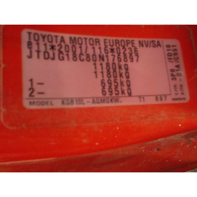 Drzwi przednie prawe Toyota Aygo (B10) (2005 - 2014) Hatchback 1.0 12V VVT-i (1KR-FE)