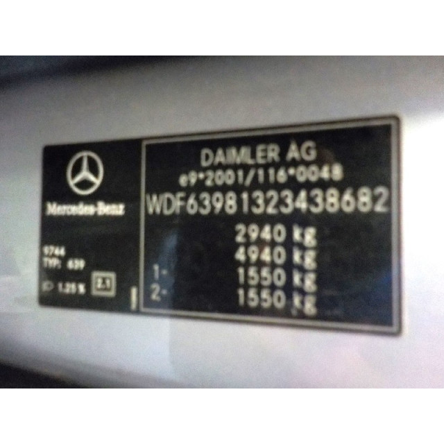 Sprężyna pneumatyczna Mercedes-Benz Vito (639.7) (2006 - 2010) Bus 2.2 109 CDI 16V (OM646.980)