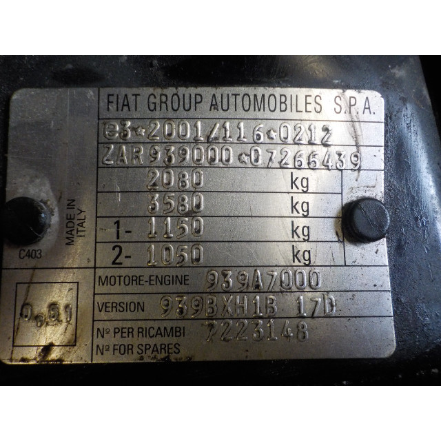 Mechanizm sterowania elektrycznego szyby drzwi przednich prawych Alfa Romeo 159 Sportwagon (939BX) (2006 - 2012) Combi 1.9 JTDm (939.A.7000)