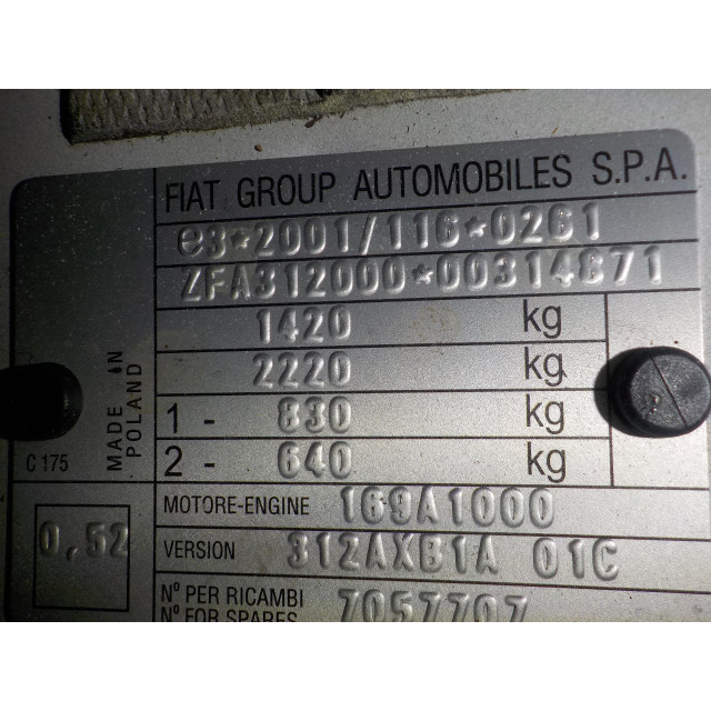 Mechanizm elektryczny centralnego zamka drzwi przednich lewych Fiat 500 (312) (2007 - teraz) Hatchback 1.3 MJTD 16V (169.A.1000)