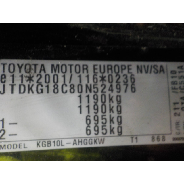 Belka zderzaka tylnego Toyota Aygo (B10) (2005 - teraz) Hatchback 1.0 12V VVT-i (1KR-FE)