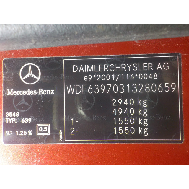 Odbłyśnik Mercedes-Benz Vito (639.7) (2003 - 2014) Bus 2.2 111 CDI 16V (OM646.982)