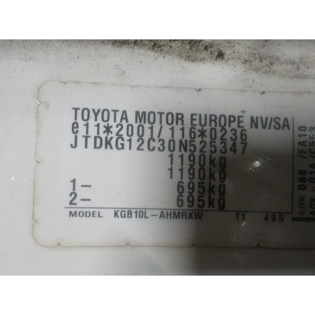 Drzwi tylne lewe Toyota Aygo (B10) (2005 - 2014) Hatchback 1.0 12V VVT-i (1KR-FE)