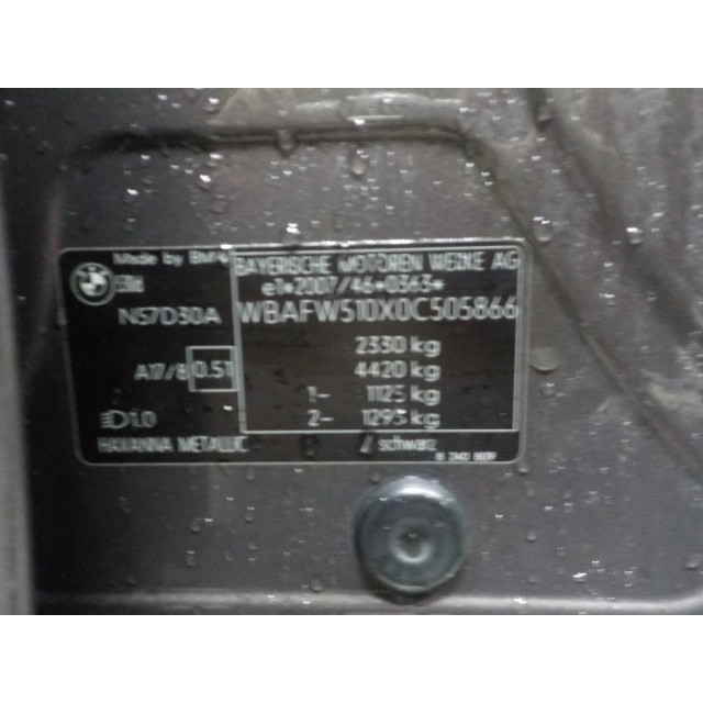 Mechanizm sterowania elektrycznego szyby drzwi tylnych prawych BMW 5 serie (F10) (2010 - 2011) Sedan 530d 24V (N57-D30A)