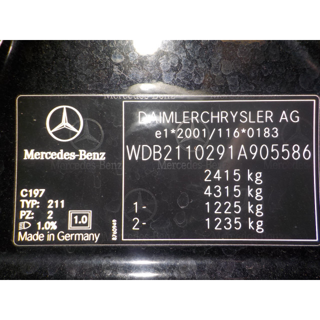 Różne elementy pneumatyczne Mercedes-Benz E (W211) (2006 - 2008) Sedan 4.0 E-420 CDI 32V (OM629.910)